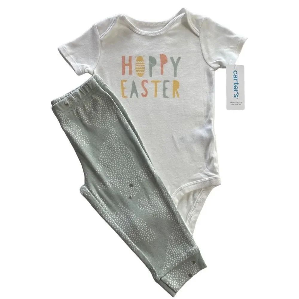 CARTER’S BABY BOY 12M Hoppy Easter Bodysuit and Pants Set